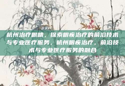 杭州治疗眼睛，探索眼疾治疗的前沿技术与专业医疗服务，杭州眼疾治疗，前沿技术与专业医疗服务的融合