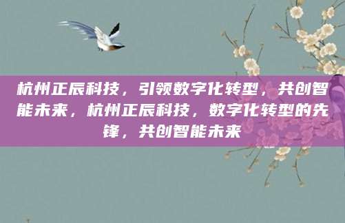 杭州正辰科技，引领数字化转型，共创智能未来，杭州正辰科技，数字化转型的先锋，共创智能未来