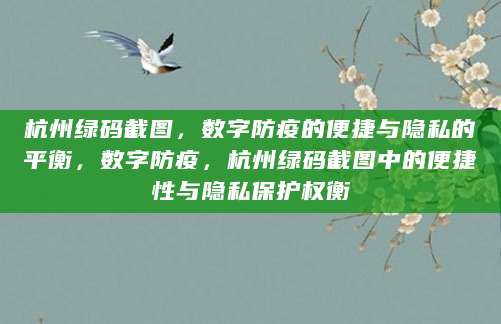 杭州绿码截图，数字防疫的便捷与隐私的平衡，数字防疫，杭州绿码截图中的便捷性与隐私保护权衡